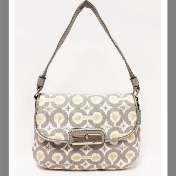 Coach Handbags - Coach Kristin Ikat Top Handle Pouch 45376 Gray Mul